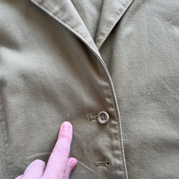 Eileen Fisher Olive Green Jacket Organic Cotton Collared Button Up Canvas Size L - Picture 10 of 10